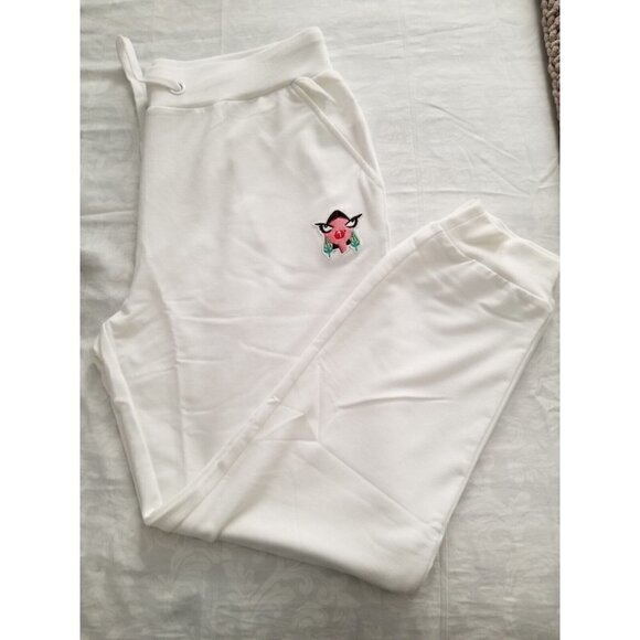 Badgley Mischka French Terry Jogger Pants with Pockets White Women's Size L - Picture 1 of 10